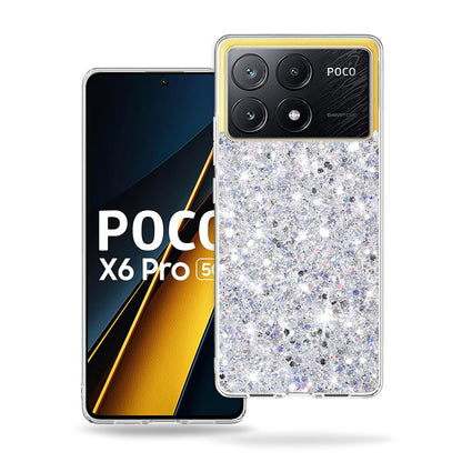 Pouzdro pro Xiaomi Poco X6 Pro, Techsuit, Třpytivý Glitter, Bílé