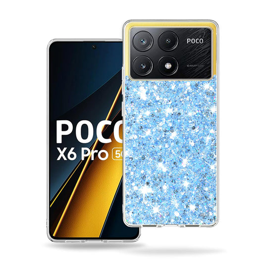 Pouzdro pro Xiaomi Poco X6 Pro, Techsuit, Třpytivý třpyt, Modrá