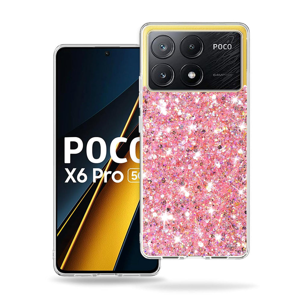Pouzdro pro Xiaomi Poco X6 Pro, Techsuit, Třpytivý Glitter, Růžové