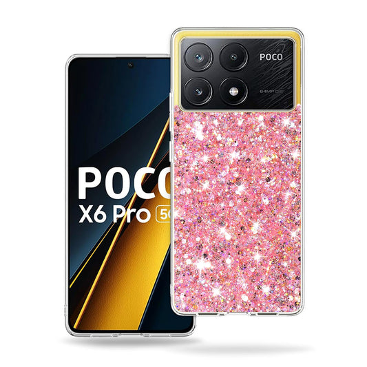 Pouzdro pro Xiaomi Poco X6 Pro, Techsuit, Třpytivý Glitter, Růžové