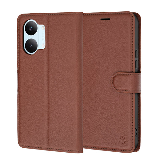 Pouzdro pro Xiaomi Poco X8 Pro Max, Techsuit, kožené folio, hnědé