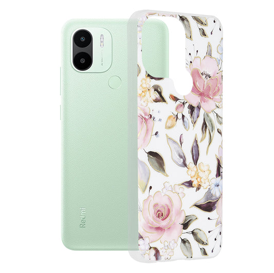 Pouzdro pro Xiaomi Redmi A2+ / A1+, Techsuit, Marble, Bílé