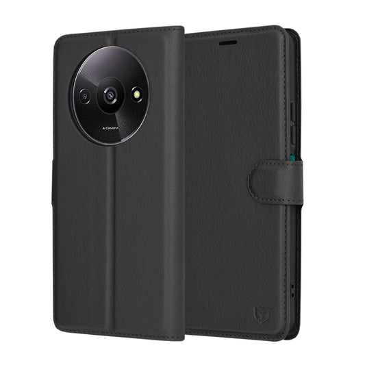Pouzdro pro Xiaomi Redmi A3x / A3, Techsuit, kožené folio, černé