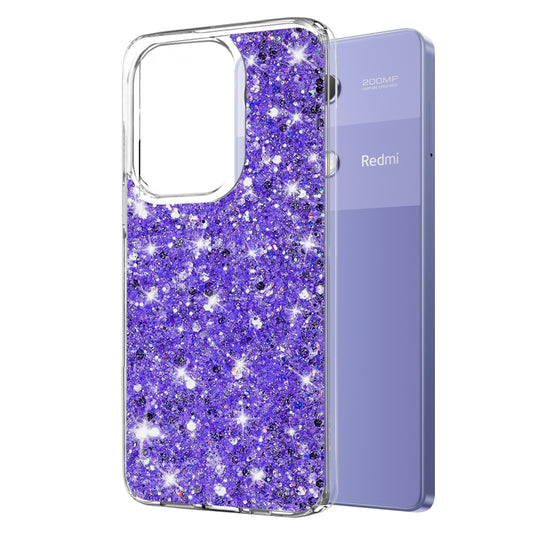 Pouzdro pro Xiaomi Redmi Note 13 Pro 4G / Poco M6 Pro 4G, Techsuit, Třpytivý Glitter, Fialové