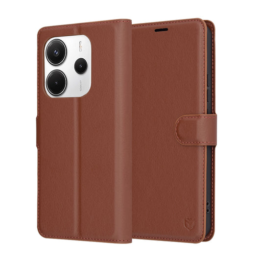 Pouzdro pro Xiaomi Redmi Note 14 4G (Regionální), Techsuit, kožené folio, hnědé