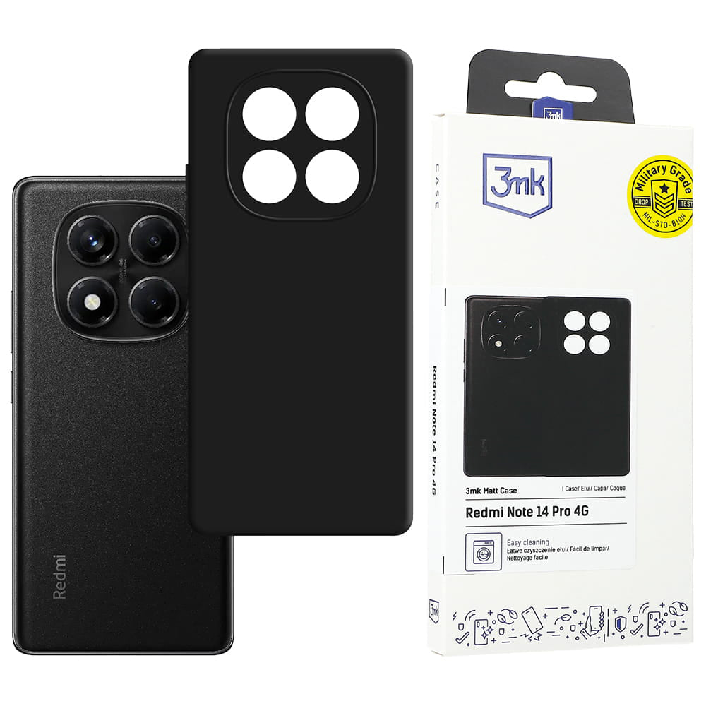 Pouzdro pro Xiaomi Redmi Note 14 Pro 4G, 3MK, Černá matná