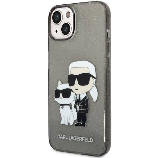 Pouzdro pro Apple iPhone 14 Plus, Karl Lagerfeld, IML Glitter Karl and Choupette NFT, Černé