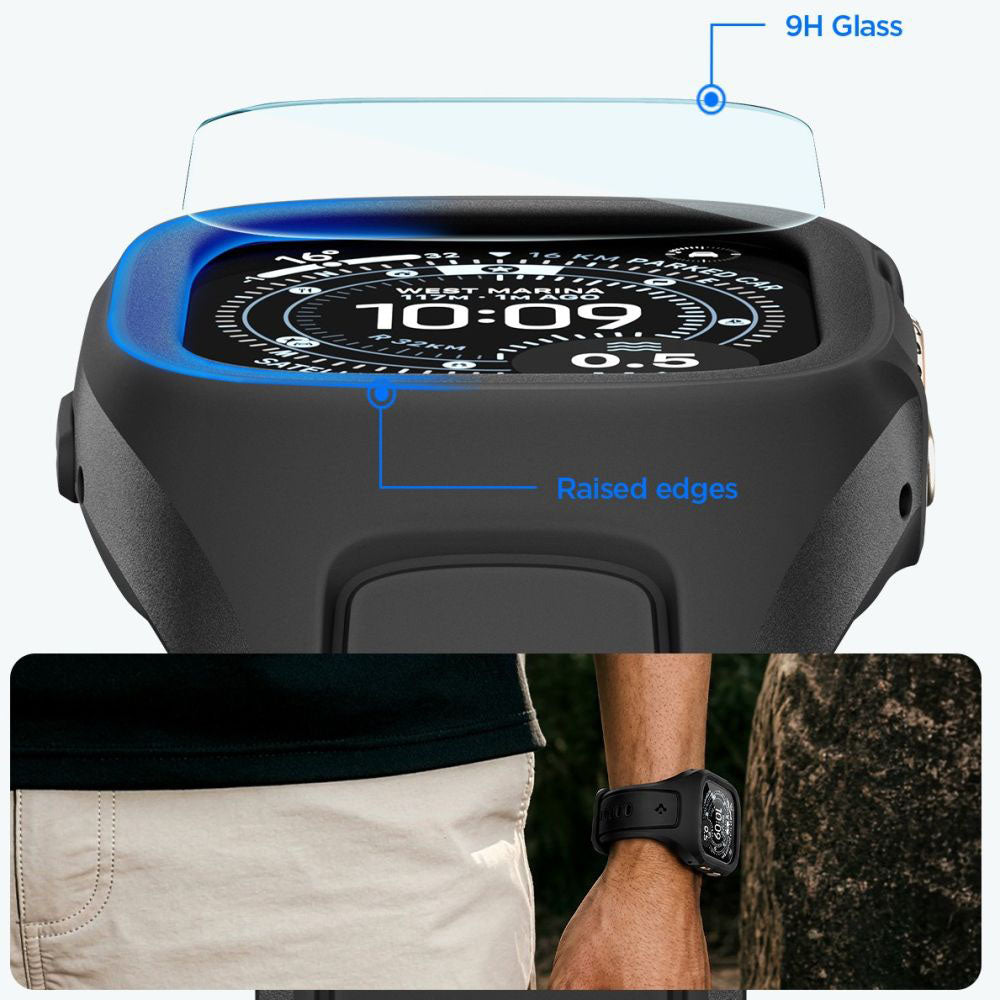 Pouzdro Spigen Liquid Air Pro s ochrannou fólií pro Apple Watch Ultra Series, matná černá ACS11416