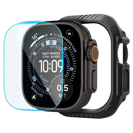Pouzdro Spigen Lock Fit s ochranným sklem pro Apple Watch Ultra Series, černé ACS12054