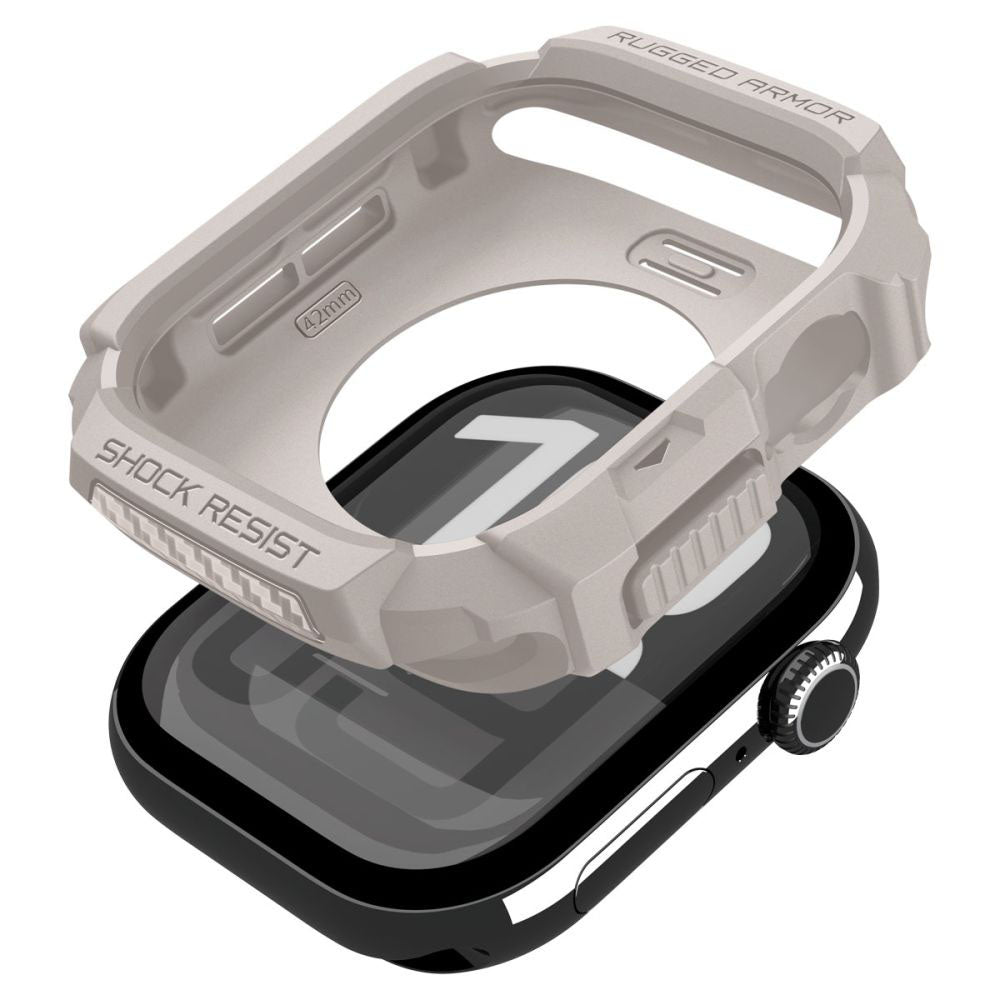 Pouzdro Spigen Rugged Armor V2 pro Apple Watch Series 10 / 11 42mm, Béžová