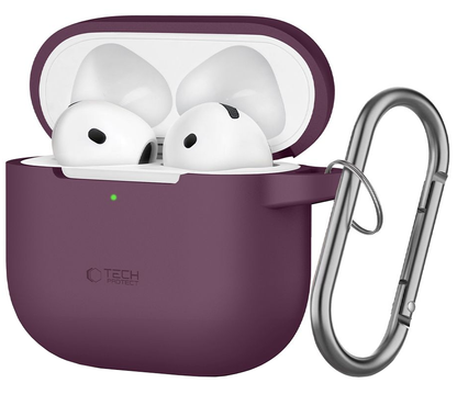 Pouzdro Tech-Protect Silicone Hook pro Apple AirPods 4 / AirPods 5, vínové