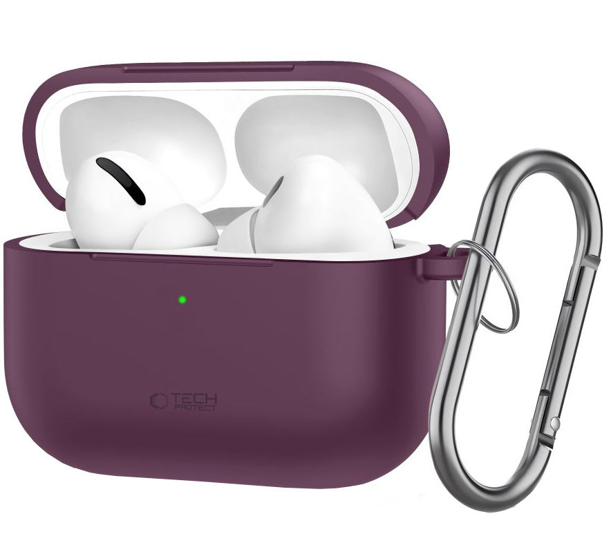 Pouzdro Tech-Protect Silicone Hook pro Apple AirPods Pro 3, vínové