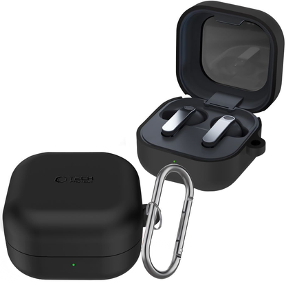 Pouzdro Tech-Protect Silicone Hook pro Samsung Galaxy Buds4 / Buds4 Pro, Černé