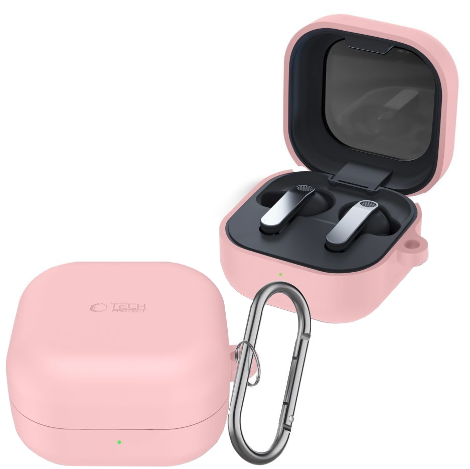 Pouzdro Tech-Protect Silicone Hook pro Samsung Galaxy Buds4 / Buds4 Pro, Růžové