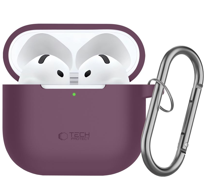 Pouzdro Tech-Protect Silicone Hook pro Apple AirPods 4 / AirPods 5, vínové
