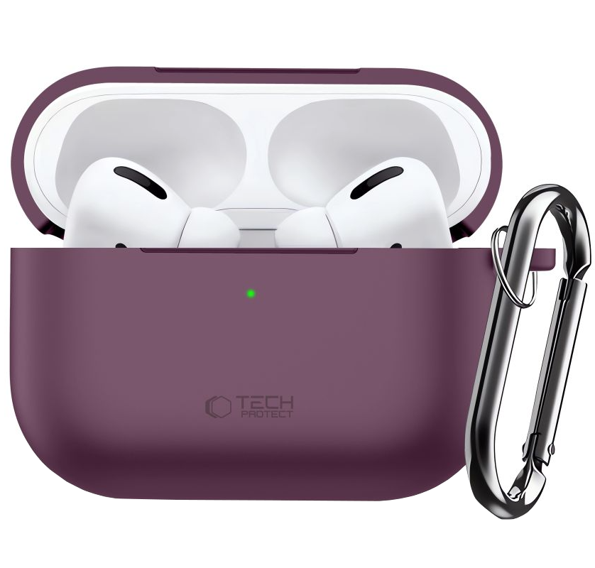 Pouzdro Tech-Protect Silicone Hook pro Apple AirPods Pro 3, vínové