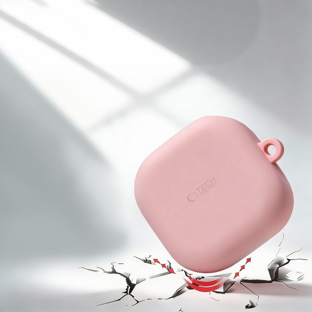Pouzdro Tech-Protect Silicone Hook pro Samsung Galaxy Buds4 / Buds4 Pro, Růžové