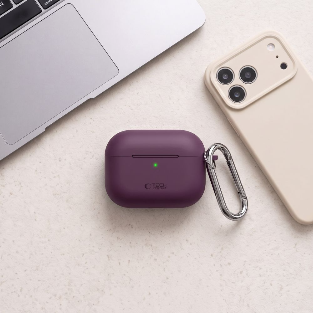 Pouzdro Tech-Protect Silicone Hook pro Apple AirPods Pro 3, vínové