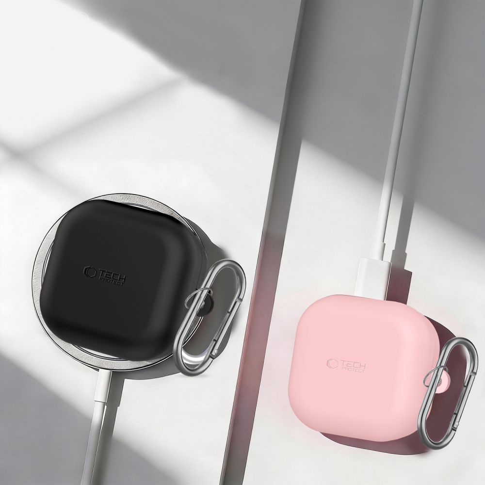 Pouzdro Tech-Protect Silicone Hook pro Samsung Galaxy Buds4 / Buds4 Pro, Černé