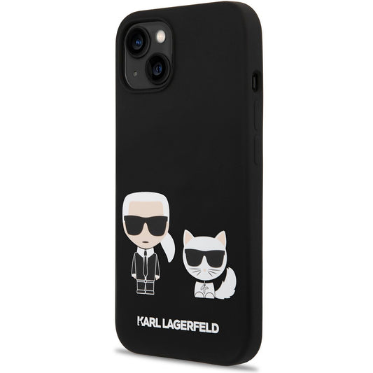 Pouzdro MagSafe pro Apple iPhone 14 Plus, Karl Lagerfeld, Silikon Karl & Choupette, Černá