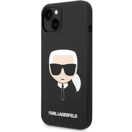 Pouzdro pro Apple iPhone 14 Plus, Karl Lagerfeld, Silicone Karl's Head, Černá