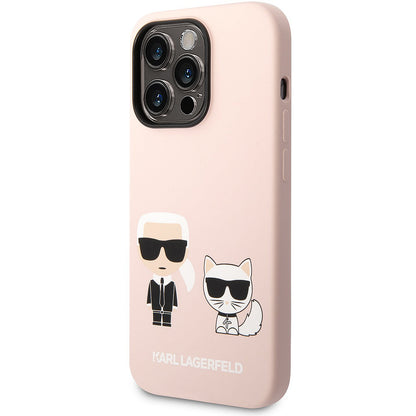 MagSafe Case for Apple iPhone 14 Pro Max, Karl Lagerfeld, Silicone Body Karl & Choupette, Pink