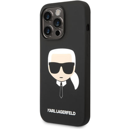 Pouzdro MagSafe pro Apple iPhone 14 Pro, Karl Lagerfeld, Silicone Karl Head, Černá