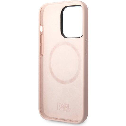 Pouzdro MagSafe pro Apple iPhone 14 Pro, Karl Lagerfeld, Silicone Body Karl & Choupette, Růžové