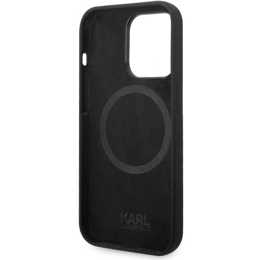 Pouzdro MagSafe pro Apple iPhone 14 Pro, Karl Lagerfeld, Silicone Karl Head, Černá