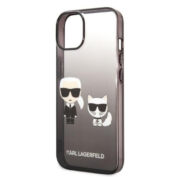 Case for Apple iPhone 14 Plus, Karl Lagerfeld, Gradient Karl & Choupette, Black