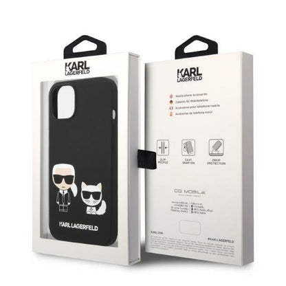 MagSafe Case for Apple iPhone 14 Plus, Karl Lagerfeld, Karl & Choupette Silicone, Black