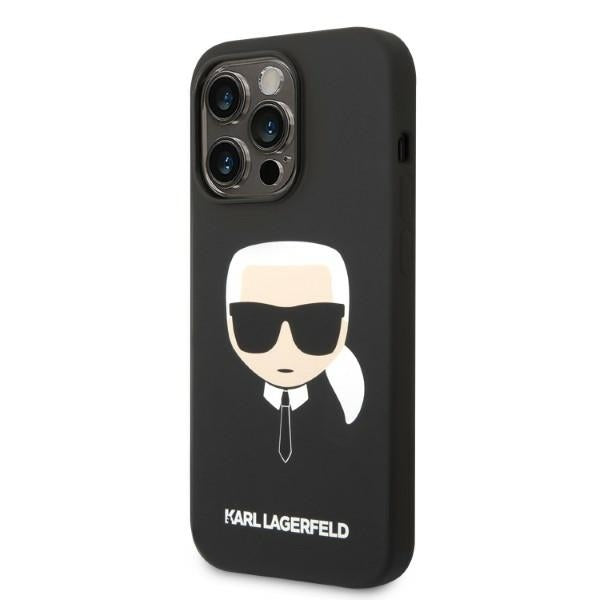 Pouzdro MagSafe pro Apple iPhone 14 Pro, Karl Lagerfeld, Silicone Karl Head, Černá