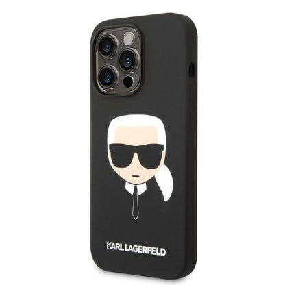 Pouzdro MagSafe pro Apple iPhone 14 Pro, Karl Lagerfeld, Silicone Karl Head, Černá