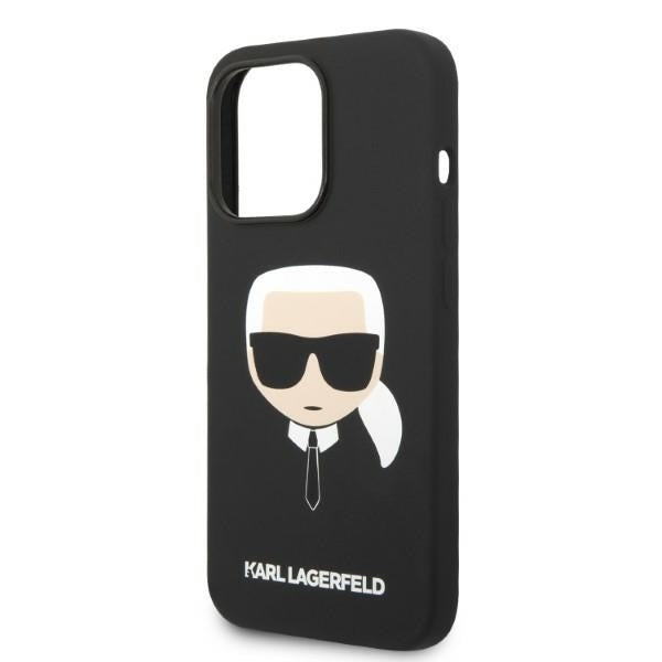 Pouzdro MagSafe pro Apple iPhone 14 Pro, Karl Lagerfeld, Silicone Karl Head, Černá