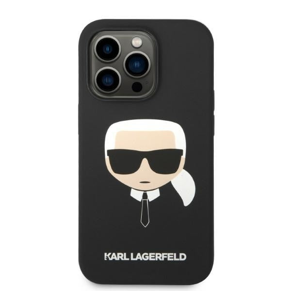 Pouzdro MagSafe pro Apple iPhone 14 Pro, Karl Lagerfeld, Silicone Karl Head, Černá