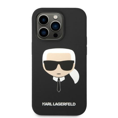 Pouzdro MagSafe pro Apple iPhone 14 Pro, Karl Lagerfeld, Silicone Karl Head, Černá