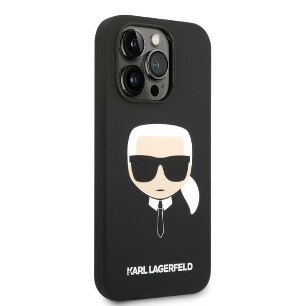 Pouzdro MagSafe pro Apple iPhone 14 Pro, Karl Lagerfeld, Silicone Karl Head, Černá
