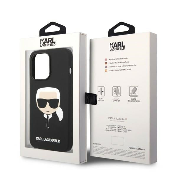 Pouzdro MagSafe pro Apple iPhone 14 Pro, Karl Lagerfeld, Silicone Karl Head, Černá