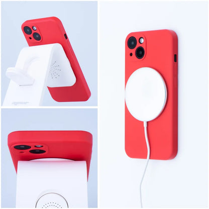 MagSafe pouzdro pro Apple iPhone 12 Pro, OEM, silikonové, červené