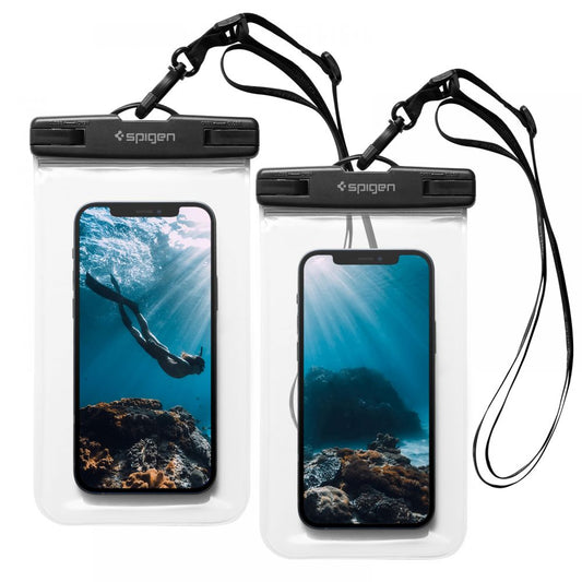 Univerzální vodotěsné pouzdro pro telefon max. 3,5 palce - 7 palců, Spigen, A601, Sada 2 kusy, Průhledné AMP03098