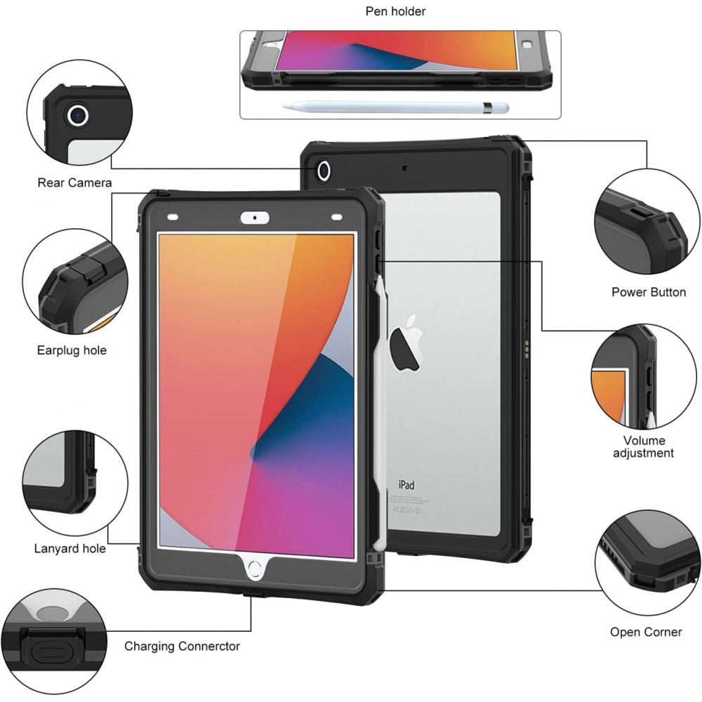 Vodotěsné pouzdro pro Apple iPad 10.2 (2021) / 10.2 (2020) / 10.2 (2019), ShellBox, černé