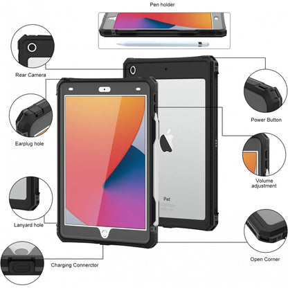 Vodotěsné pouzdro pro Apple iPad 10.2 (2021) / 10.2 (2020) / 10.2 (2019), ShellBox, černé