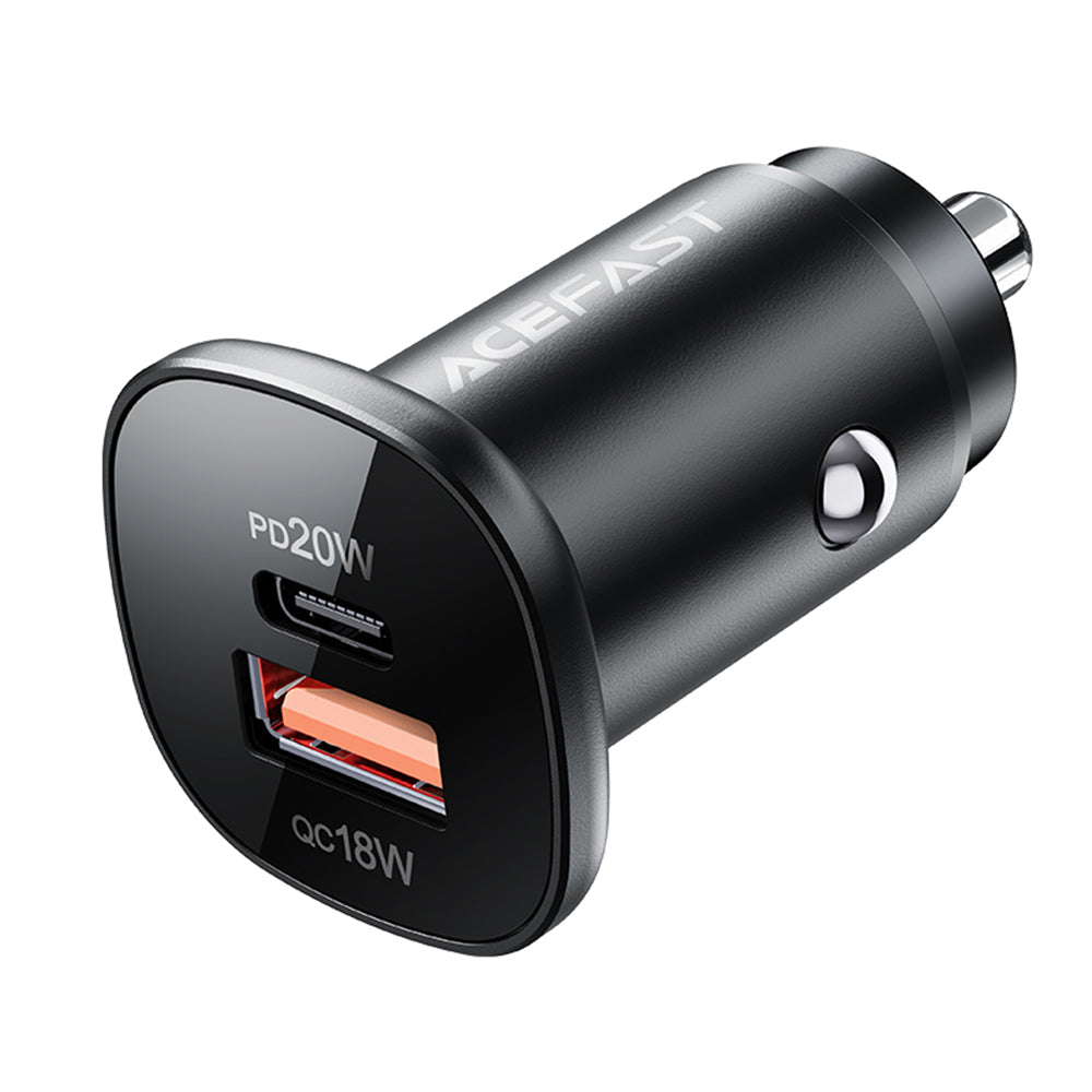 Acefast B1 Car Charger, 38W, 3A, 1 x USB-A - 1 x USB-C, Black