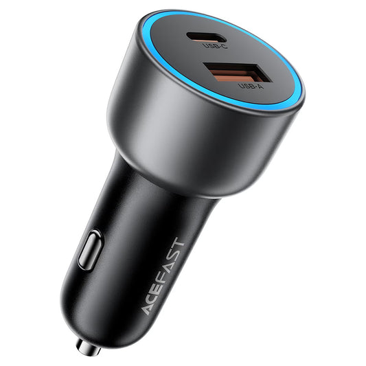 Acefast B21 Car Charger, 75W, 3A, 1 x USB-A - 1 x USB-C, Gray