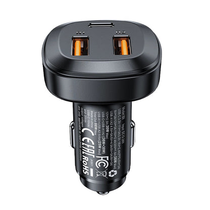 Acefast B9 Car Charger, 66W, 5A, 2 x USB-A - 1 x USB-C, Black