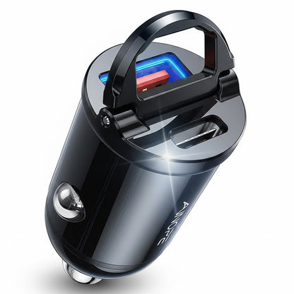 Auto nabíječka Ainope, 30W, 5A, 1 x USB-A - 1 x USB-C, Černá