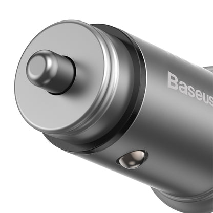 Incarcator Auto Baseus Circular Metal, 30W, 5A, 1 x USB-A - 1 x USB-C, Gri