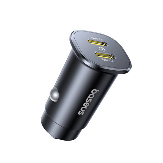 Auto nabíječka Baseus GoTrip, 30W, 3A, 2 x USB-C, Černá