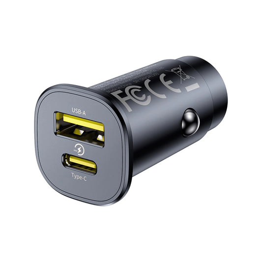 Auto nabíječka Baseus GoTrip, 30W, 3A, 1 x USB-A - 1 x USB-C, Černá