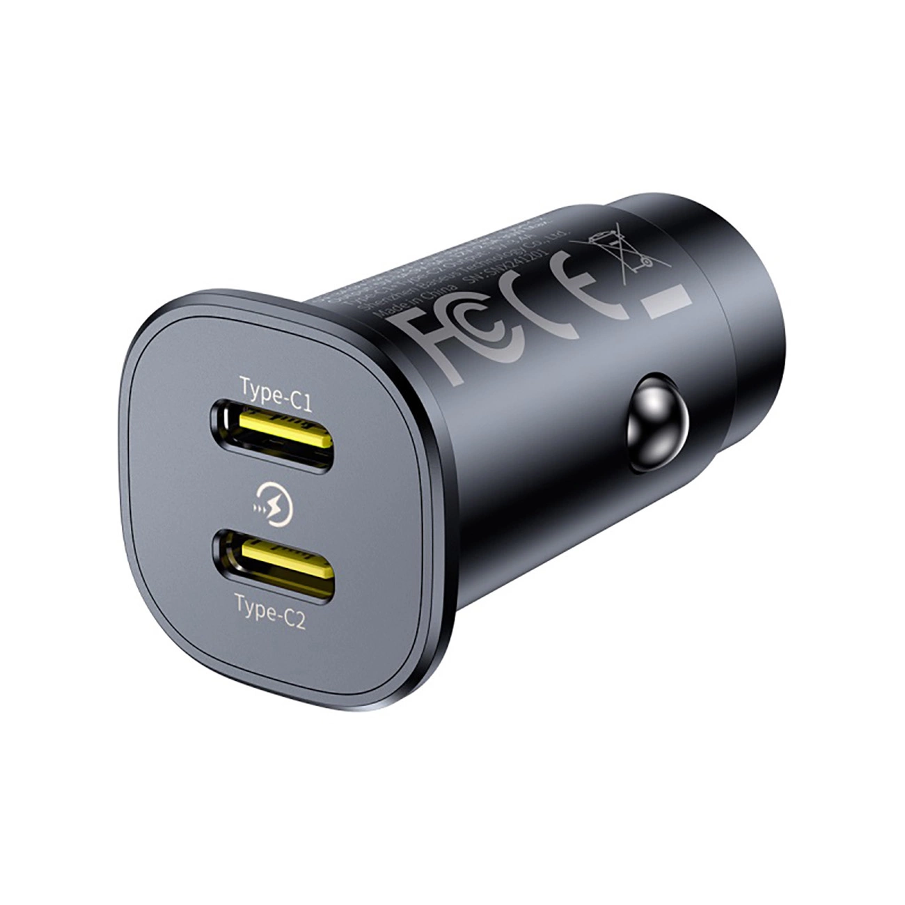 Auto nabíječka Baseus GoTrip, 30W, 3A, 2 x USB-C, Černá